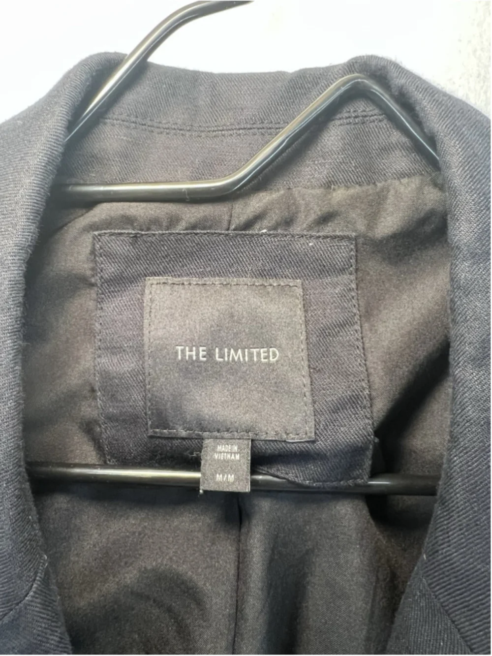 The Limited Blazer Button Front Ruched Sleeve Black Peak Collar Woman Size M